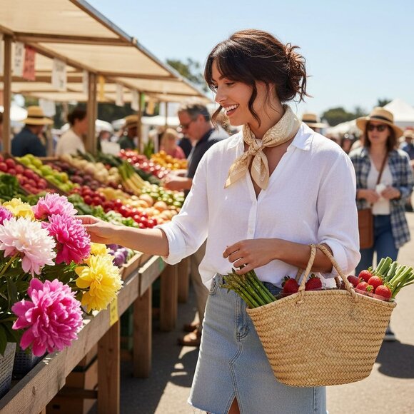 Beige White Paisley Square Scarf Wild Rag Bandana Print Satin Neck Head Wrap 27 - Picture 10 of 13